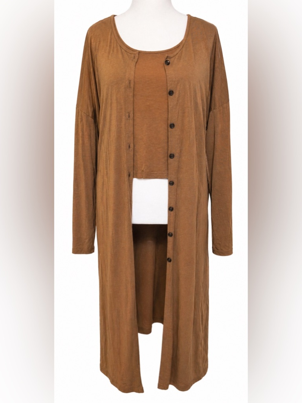 Madewell Brown Duster Cardigan & Crop Tank Set XXL Cozy Minimal
